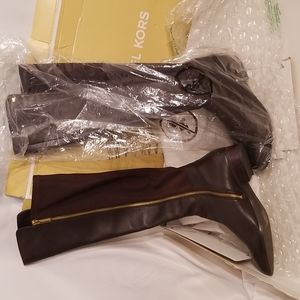 Michael Kors 8.5 brown leather flat boot